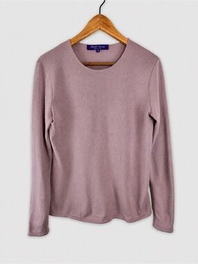 Ralph Lauren Purple Label Wool Cashmere Mauve Pink Sweater Medium Knit Italy